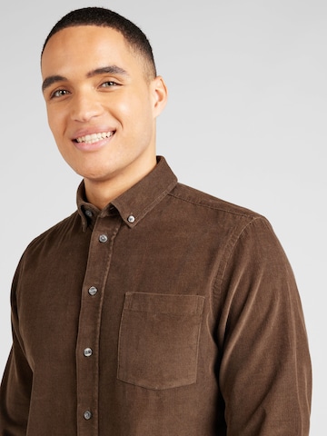 Casual Friday Regular fit Button Up Shirt 'Anton' in Brown