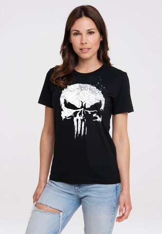 LOGOSHIRT T-Shirt 'Marvel - Punisher TV Skull' in Schwarz: Vorderseite