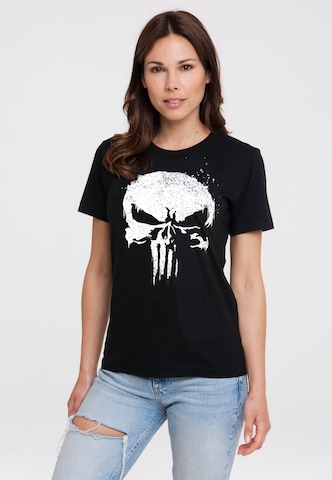 LOGOSHIRT T-Shirt 'Marvel - Punisher TV Skull' in Schwarz: predná strana