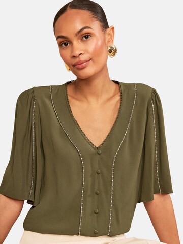 love & roses Blouse in Groen: voorkant