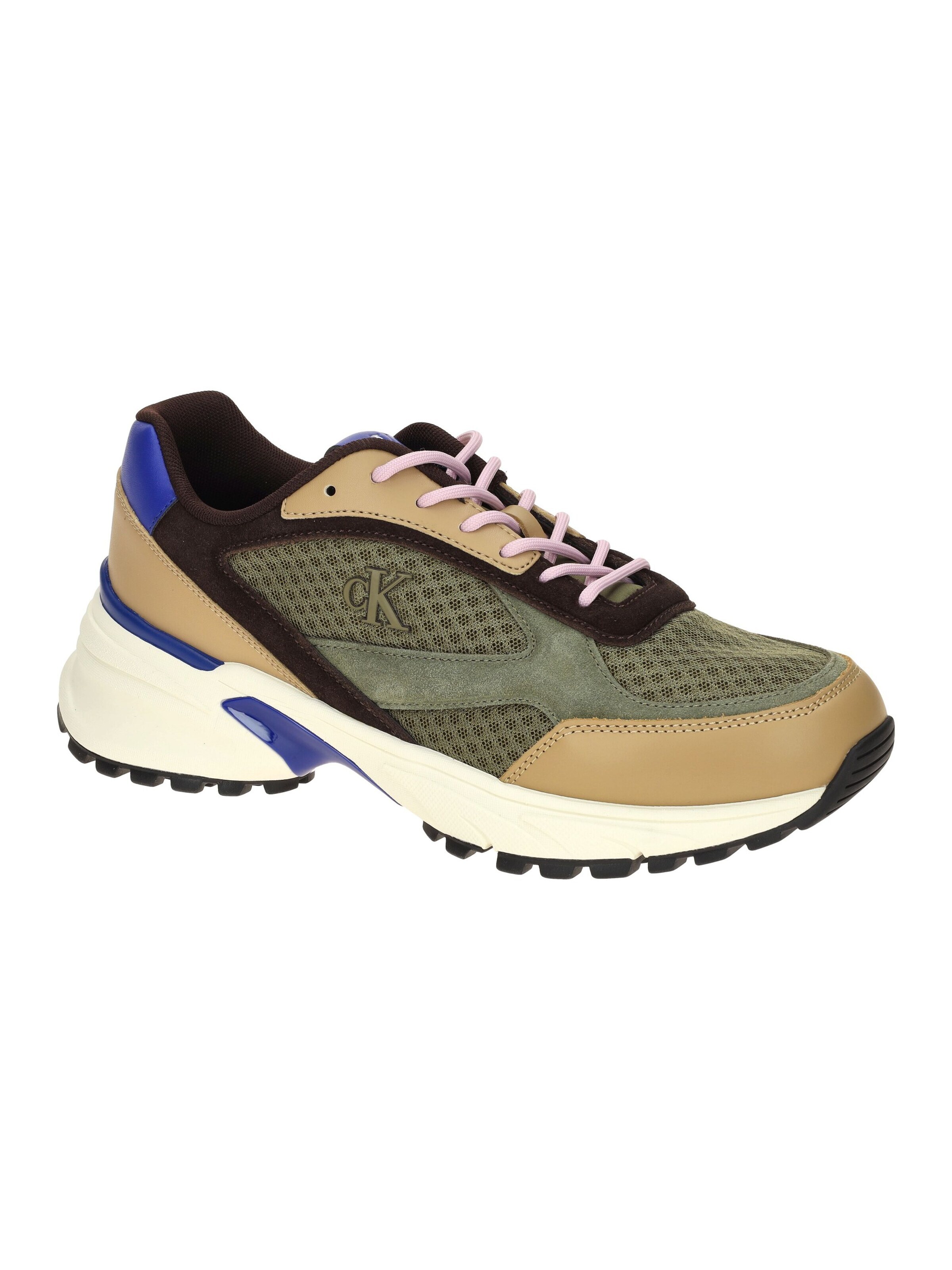 Calvin Klein Lace-Up Shoes 'Calvin Klein Schuhe Hike Runner Sneakers grün braun YM01379' in Green: front