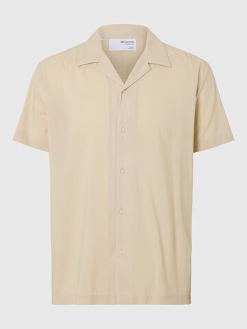 SELECTED HOMME Button Up Shirt 'SLHRegair' in Beige: front