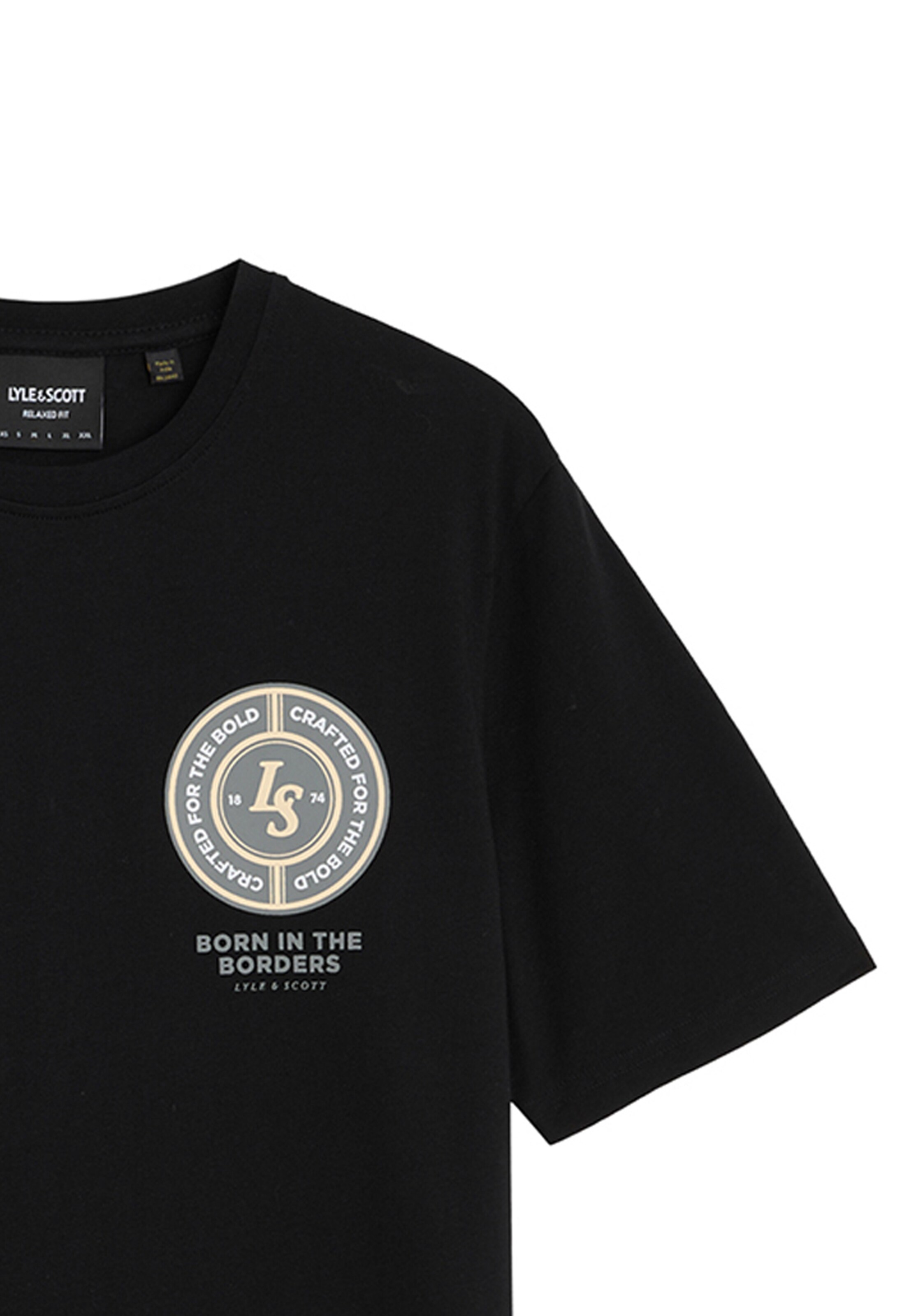 T-Shirt 'Born In The Borders' Lyle & Scott en noir