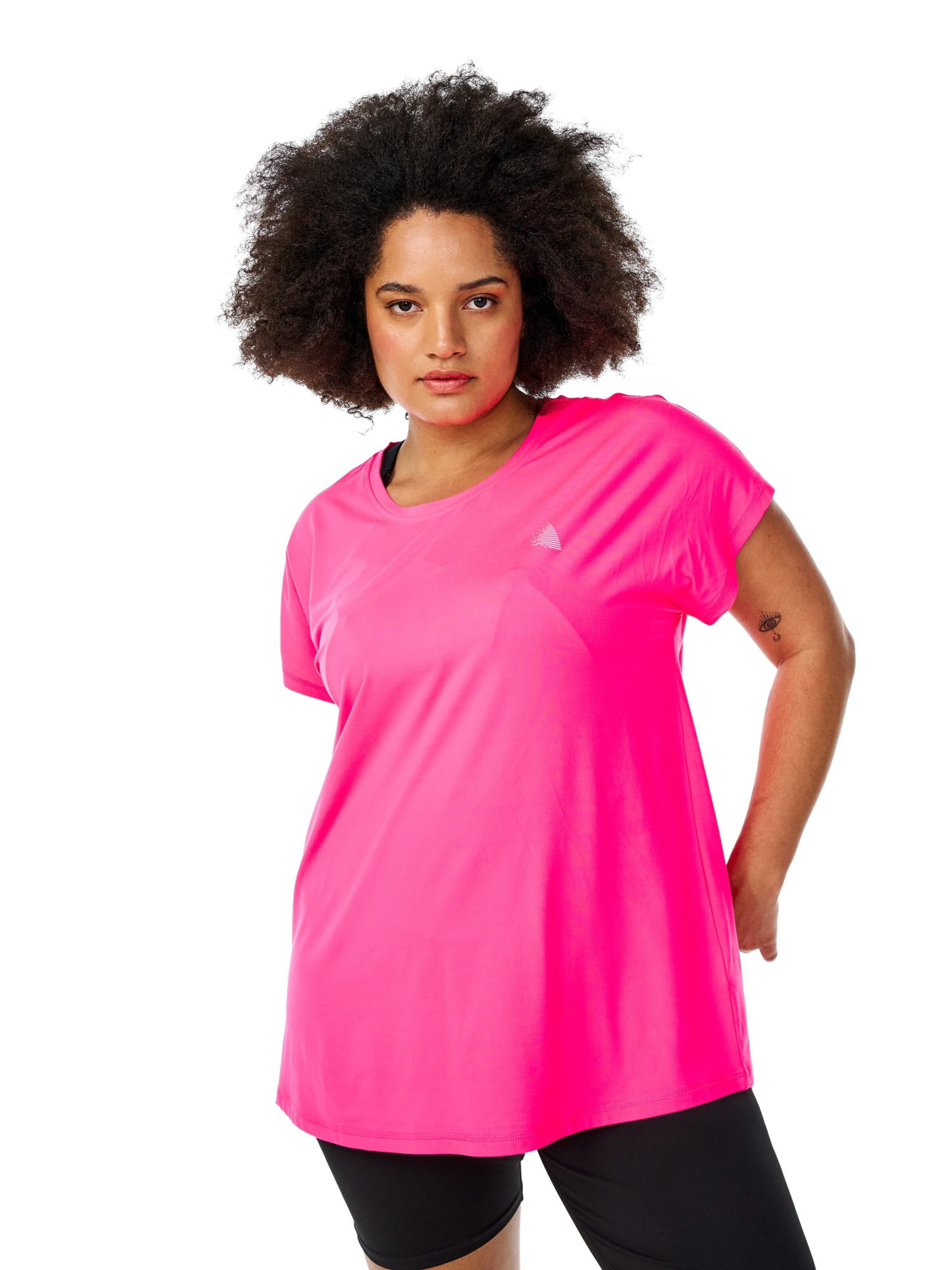 Zizzi T-shirt 'ABASIC' in Pink: Vorderseite