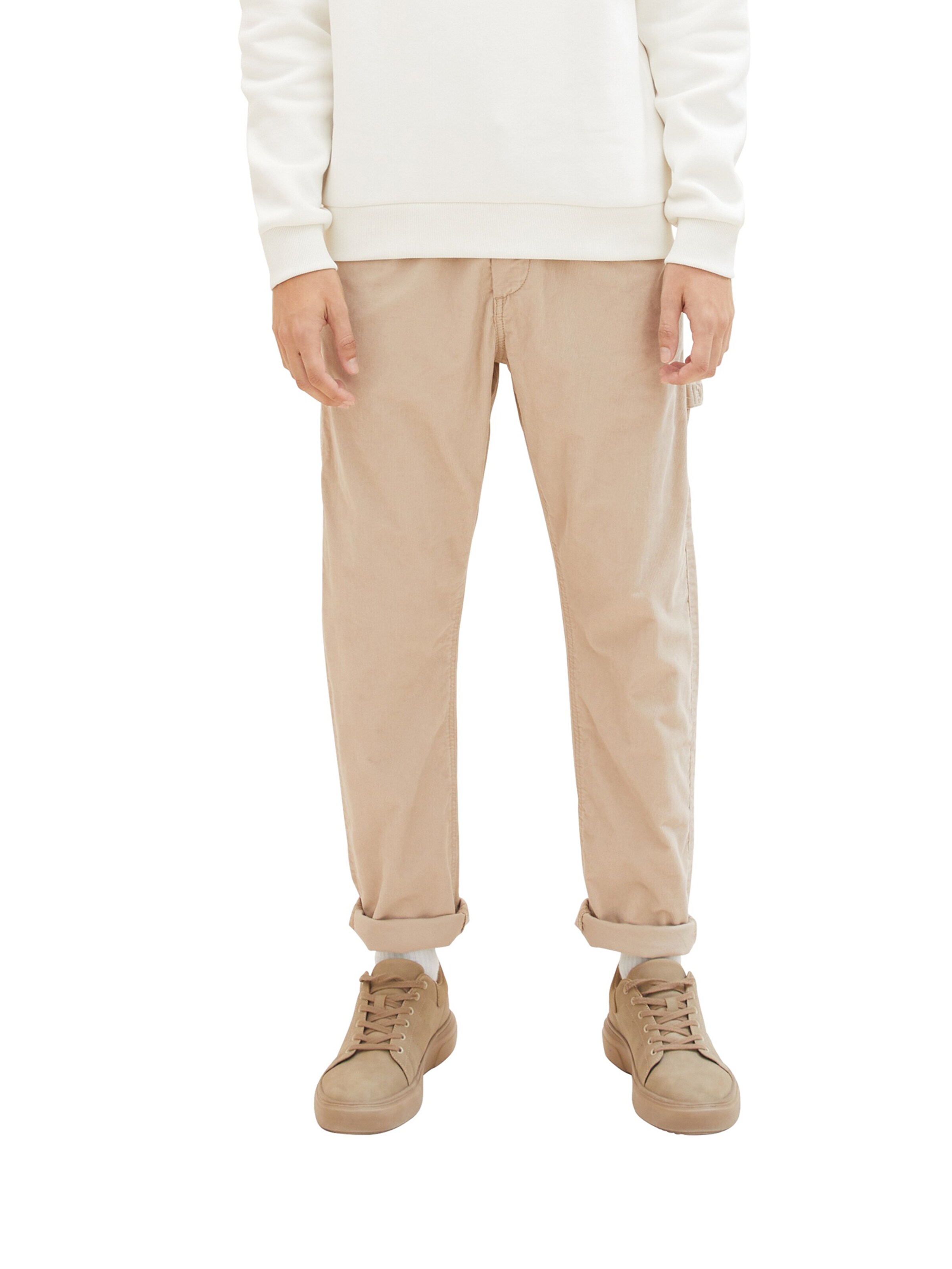 TOM TAILOR DENIM Regular Trousers in Beige: front