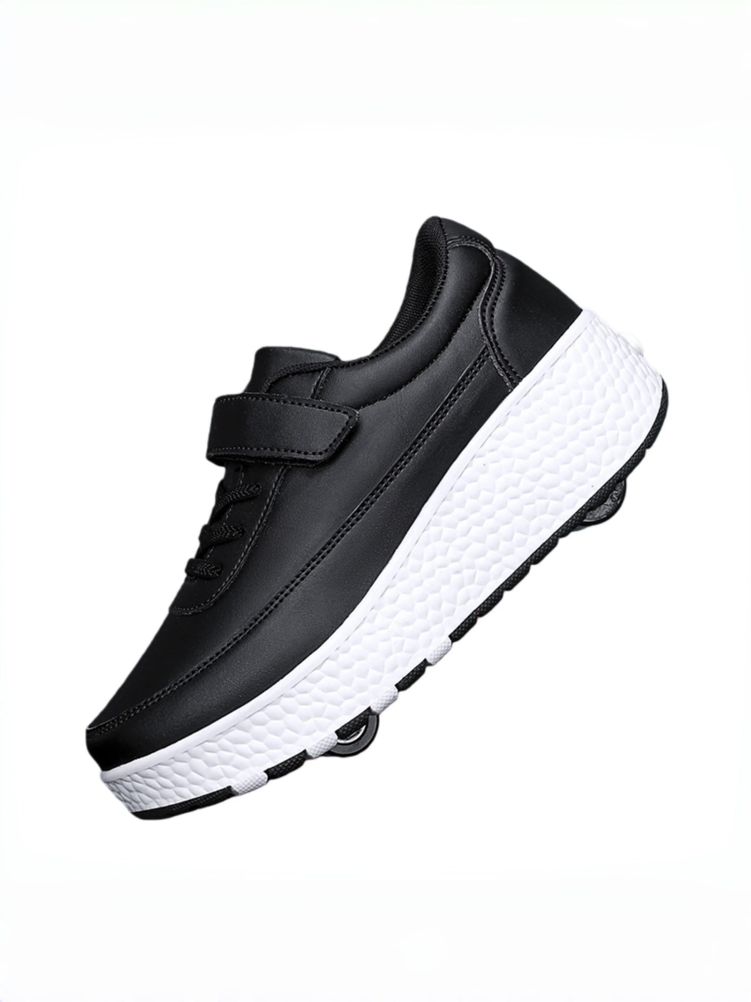 HUSKSWARE Inline and Roller Skates 'Kinder Rollschuhe mit integrierten Rollen – 2-in-1 Heelys-Schuhe, Abnehmbare Rollen, Rutschfeste Sohle für Jungen & Mädchen' in Black: front