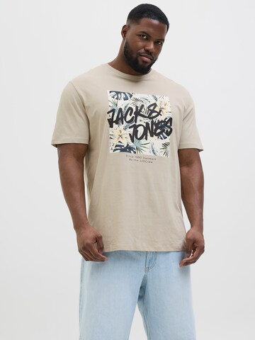 Jack & Jones Plus T-Shirt 'JJHAWAII' in Beige: Vorderseite