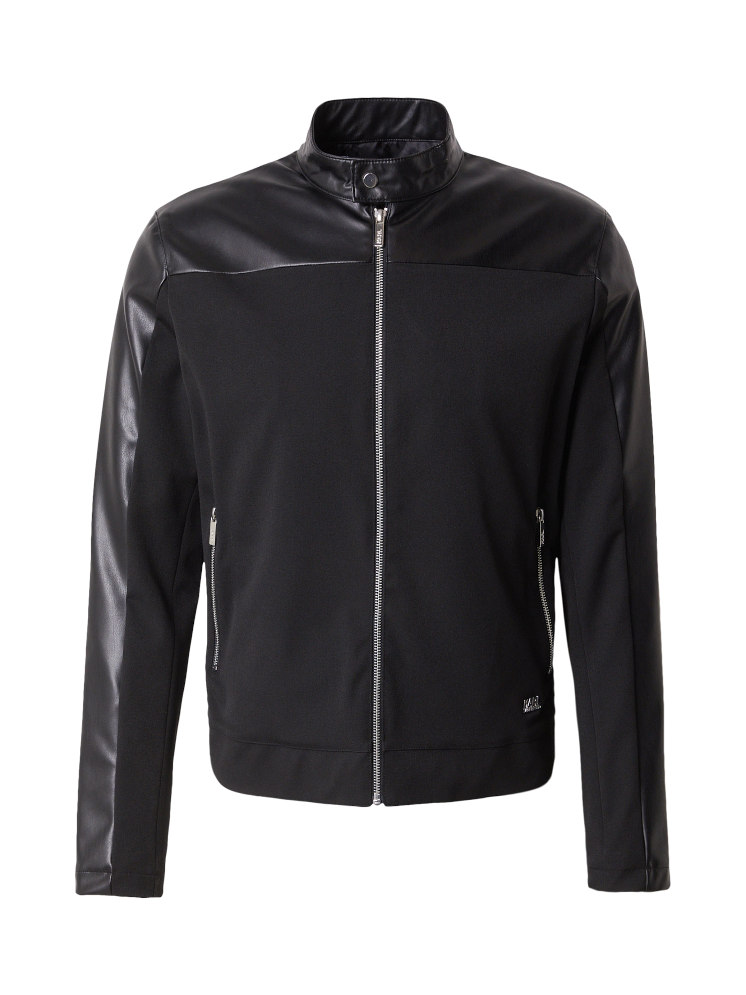 Karl Lagerfeld Φθινοπωρινό και ανοιξιάτικο μπουφάν σε μαύρο: μπροστά