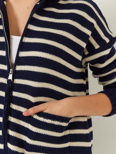 Bianco Lucci Knit Cardigan in Ecru / marine blue, Item view