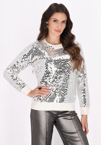 Pullover di faina in bianco: frontale