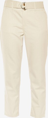 Le Temps Des Cerises Regular Pants 'SERENALU' in Beige: front