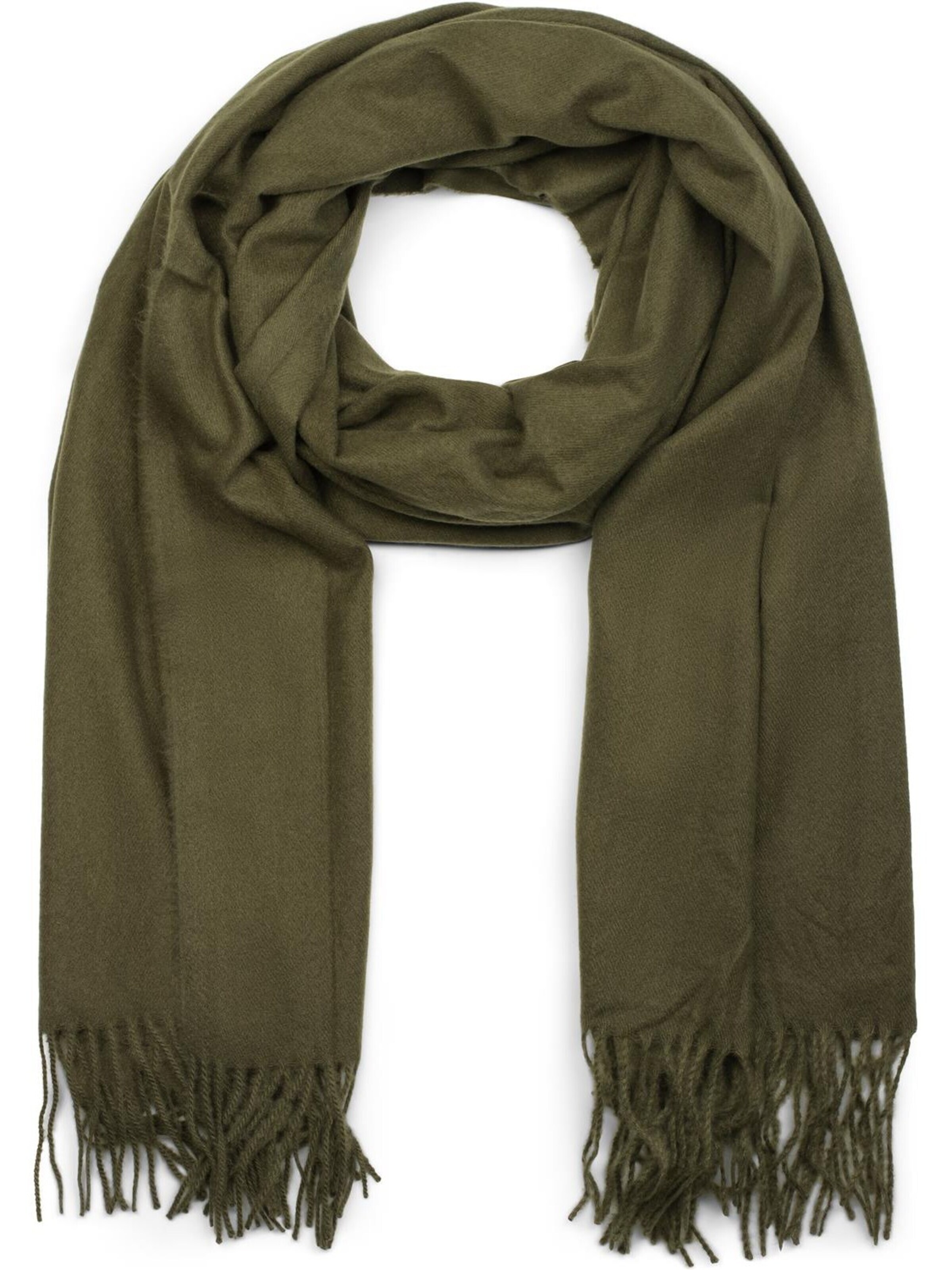 styleBREAKER Schal 'Weicher Schal Uni mit Fransen'‌‌‌‌‌‌‌ in One Size in oliv, Produktansicht