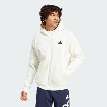 Giacca di felpa sportiva 'Z.N.E. Premium' di ADIDAS SPORTSWEAR in bianco: frontale