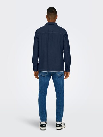 Only & Sons Comfort fit Button Up Shirt 'Oliver' in Blue