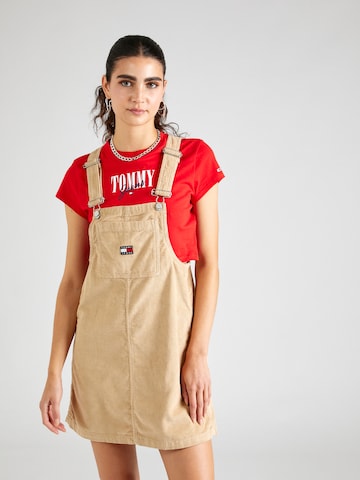 Tommy Jeans Dungaree skirt in Beige: front