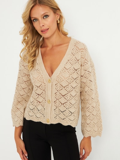 Cool & Sexy Πλεκτή ζακέτα σε γκριζομπέζ, Άποψη προϊόντος