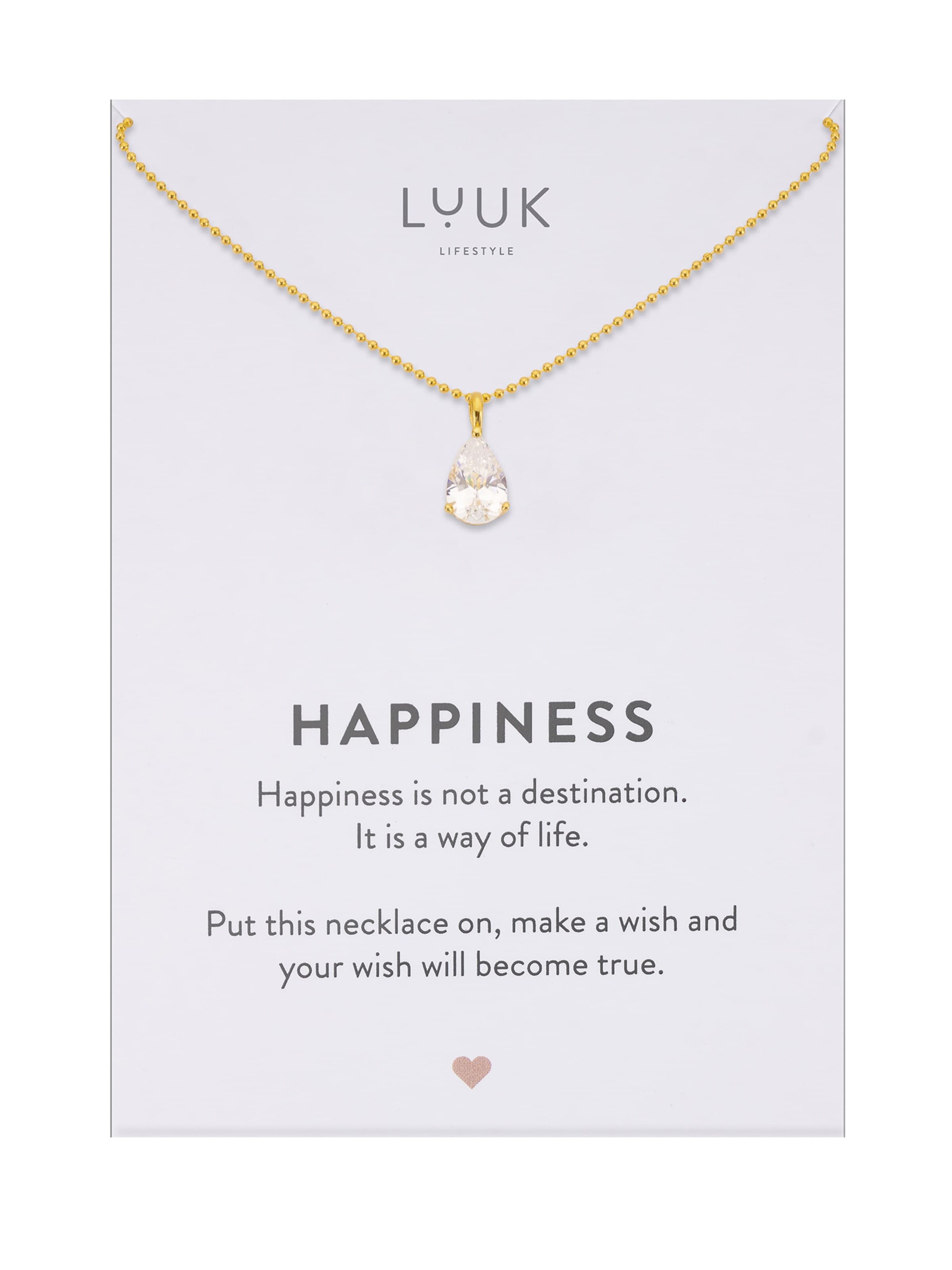 LUUK LIFESTYLE Kette 'LUUK LIFESTYLE Halskette "Zirkonia Kristall Transparent"'‌‌‌‌‌‌‌ in Gold: Vorderseite