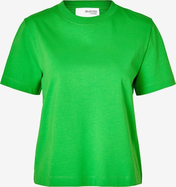 T-shirt 'ESSENTIAL' SELECTED FEMME en vert : devant