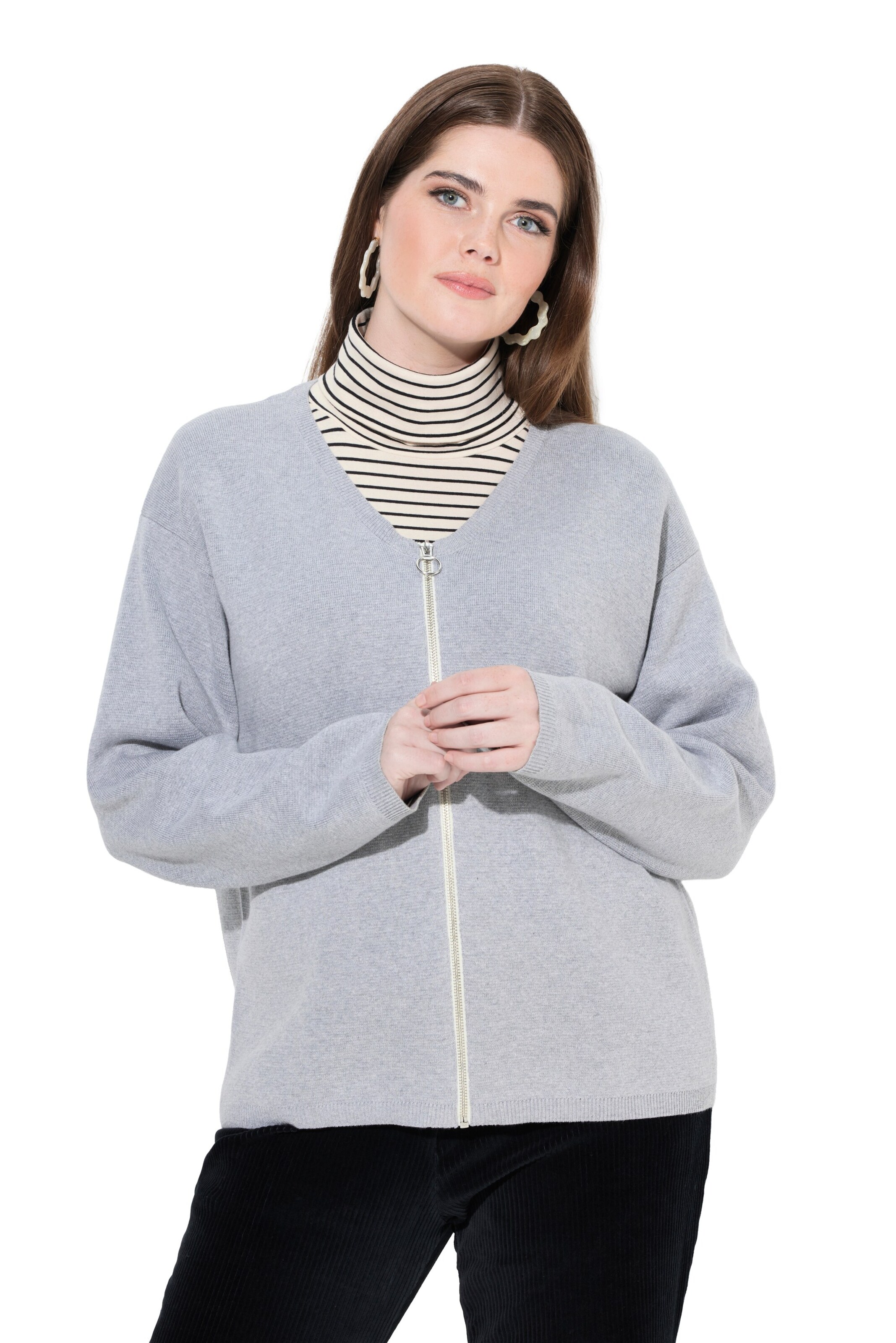 Ulla Popken Knit cardigan in Grey: front