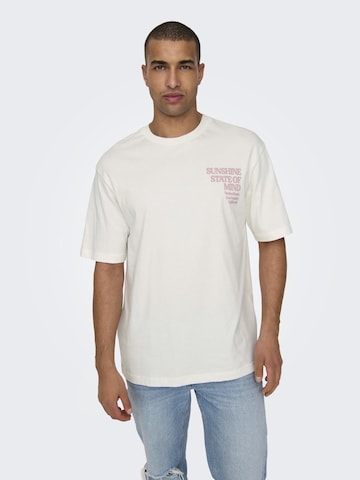 Only & Sons Μπλουζάκι 'KENNY' σε λευκό: μπροστά