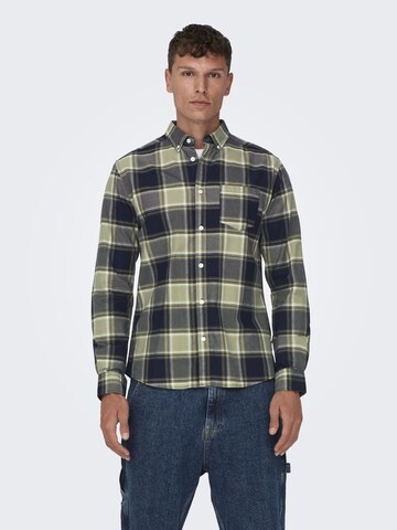 Only & Sons - Regular Fit Camisa 'Alvaro' em verde: frente