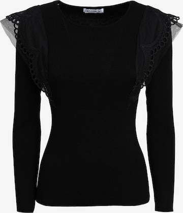 juoda Influencer Megztinis: priekis