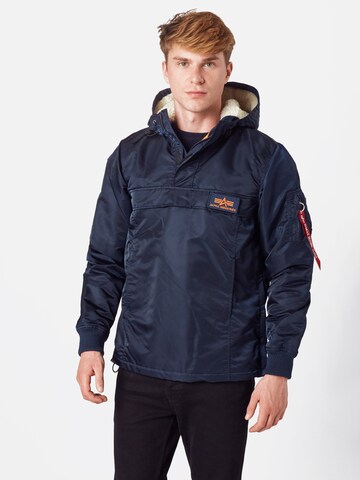 ALPHA INDUSTRIES Regular fit Prehodna jakna 'HPO Anorak' | modra barva: sprednja stran
