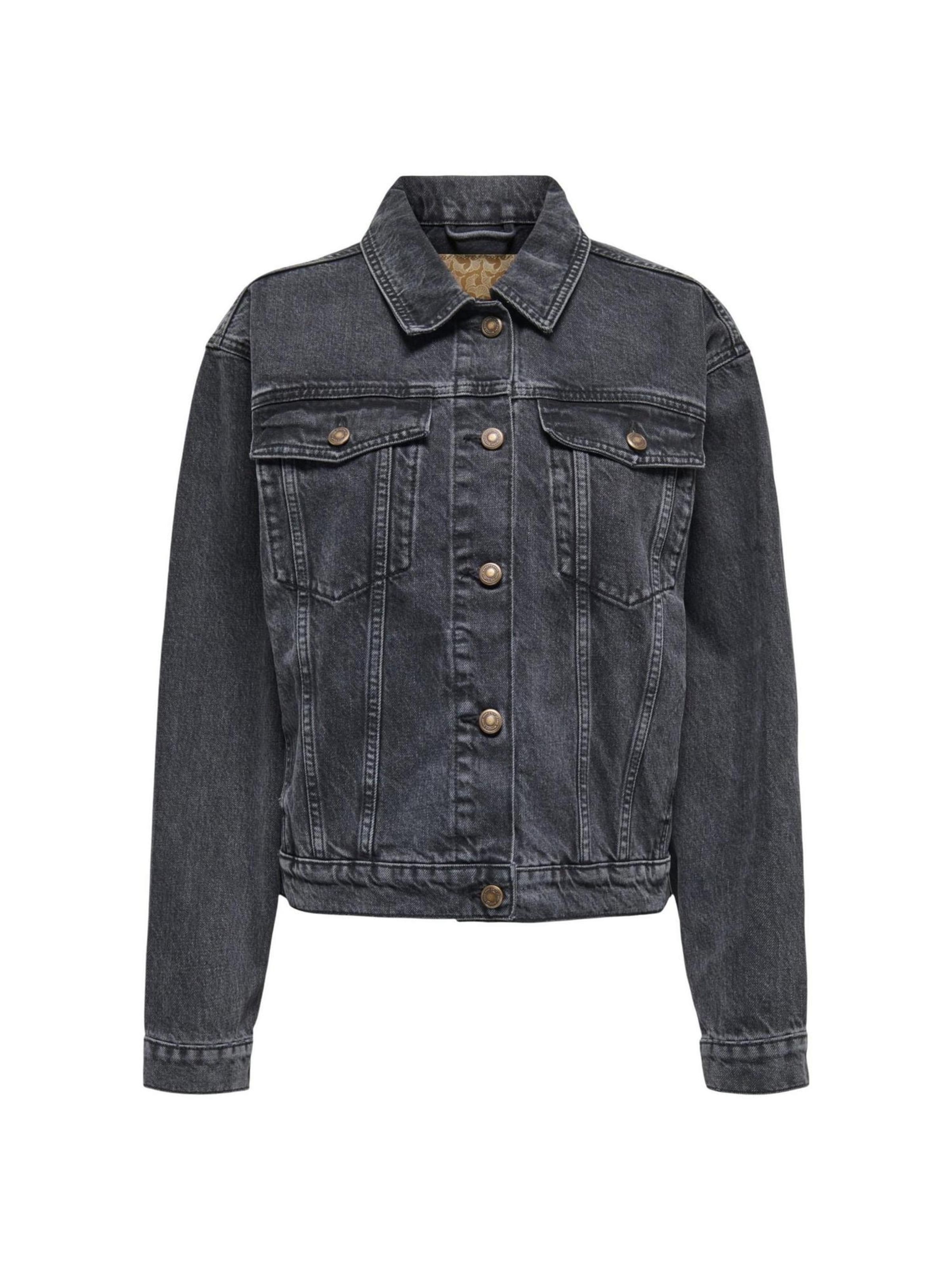 Giacca di mezza stagione 'Onlharper Ls Boxy Dnm Jkt Sik 15363548' di ONLY in nero: frontale