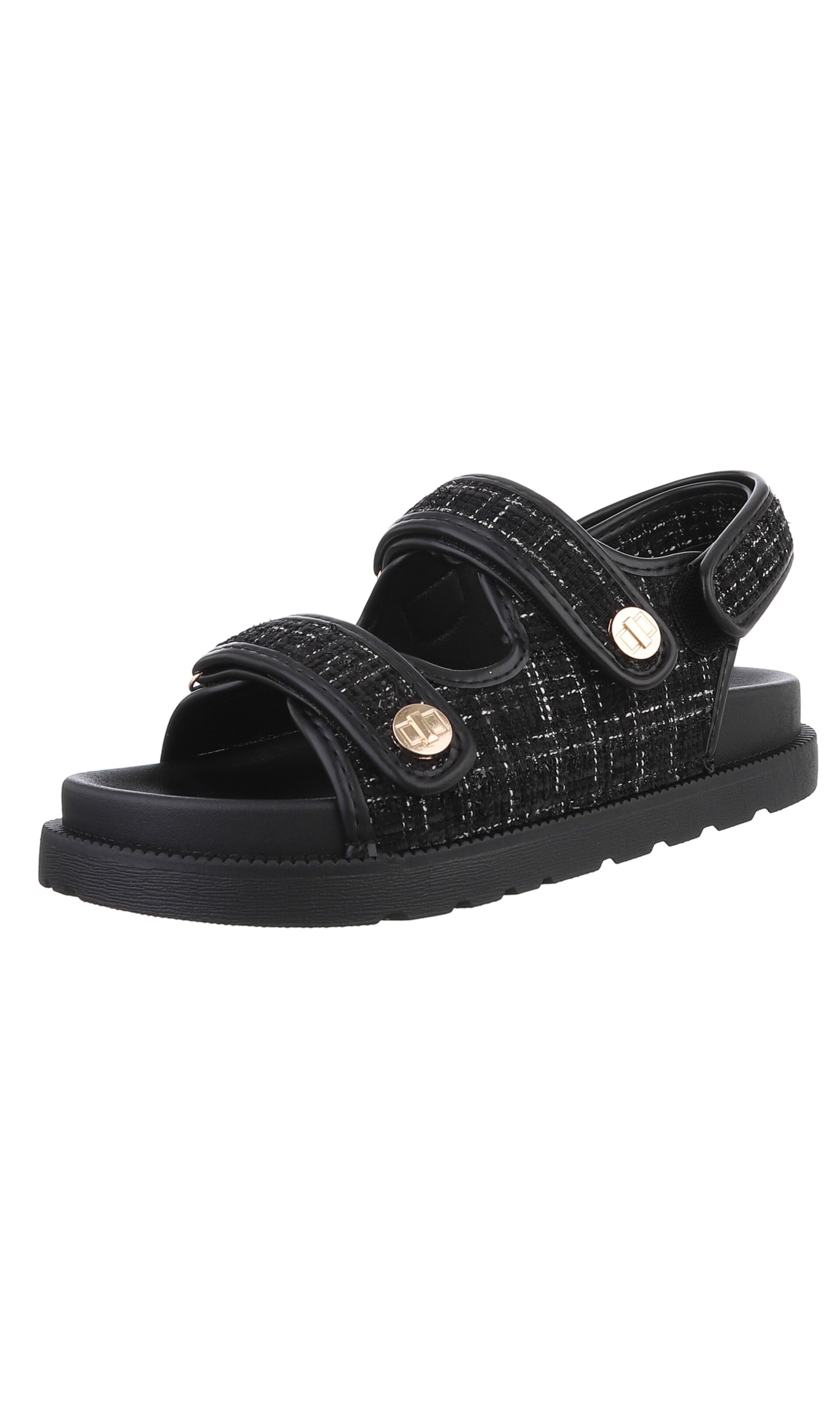 Ital-Design Strap Sandals in Black: front