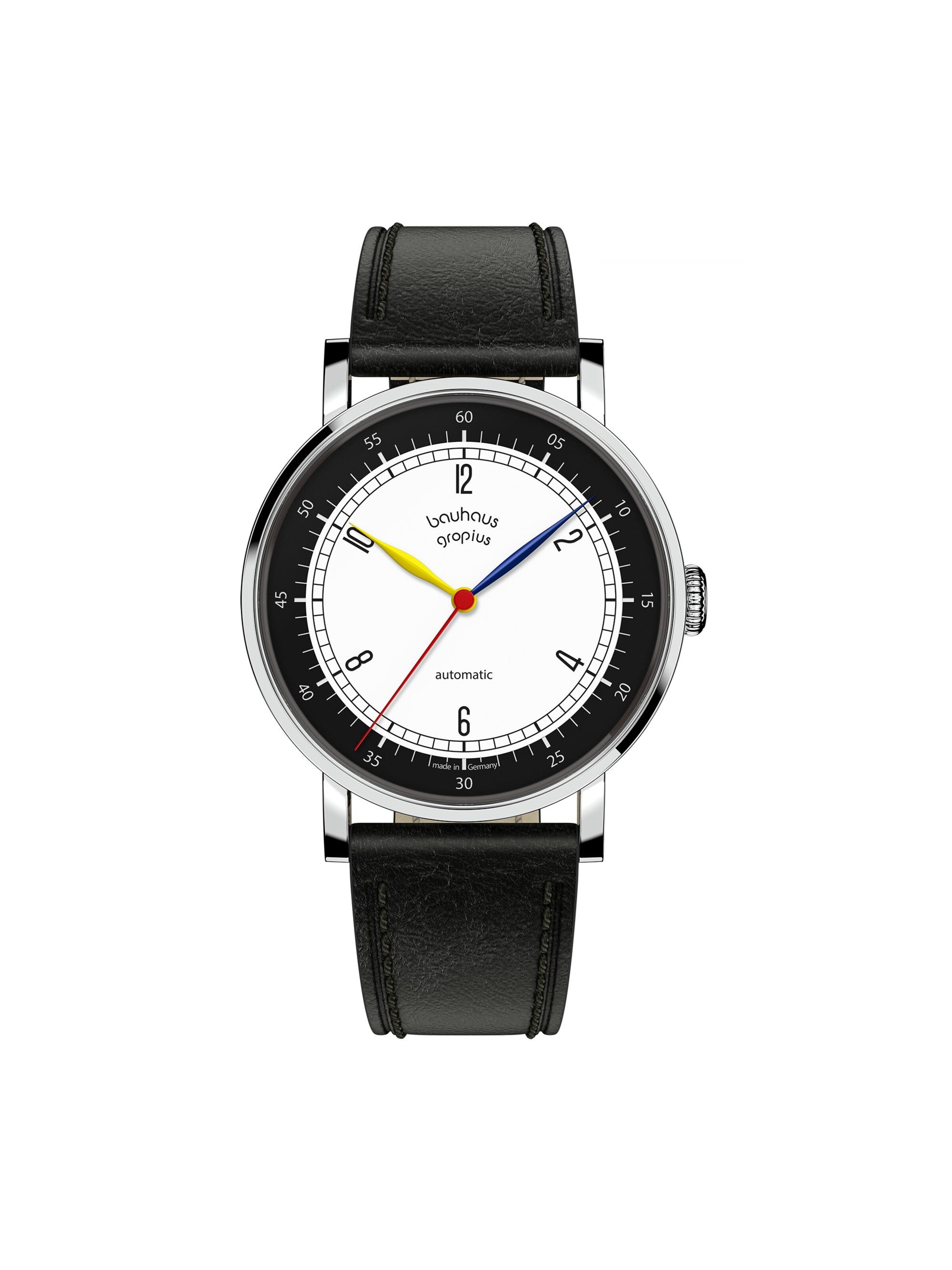 WALTER GROPIUS Analog Watch 'NEW BAUHAUS AUTOMATIK' in Black: front