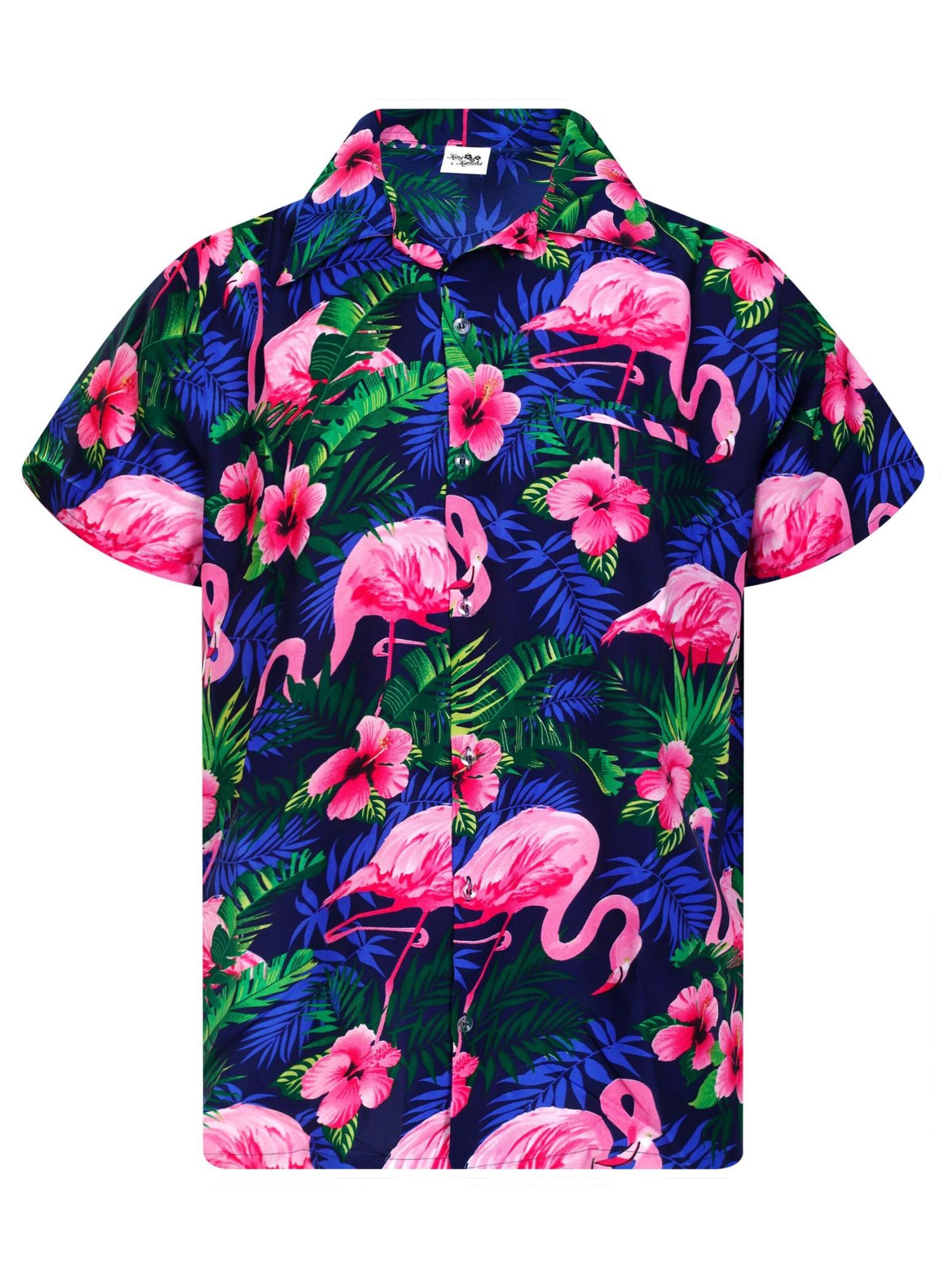 Maglietta 'Flamingo Flowers' di King Kameha in blu: frontale