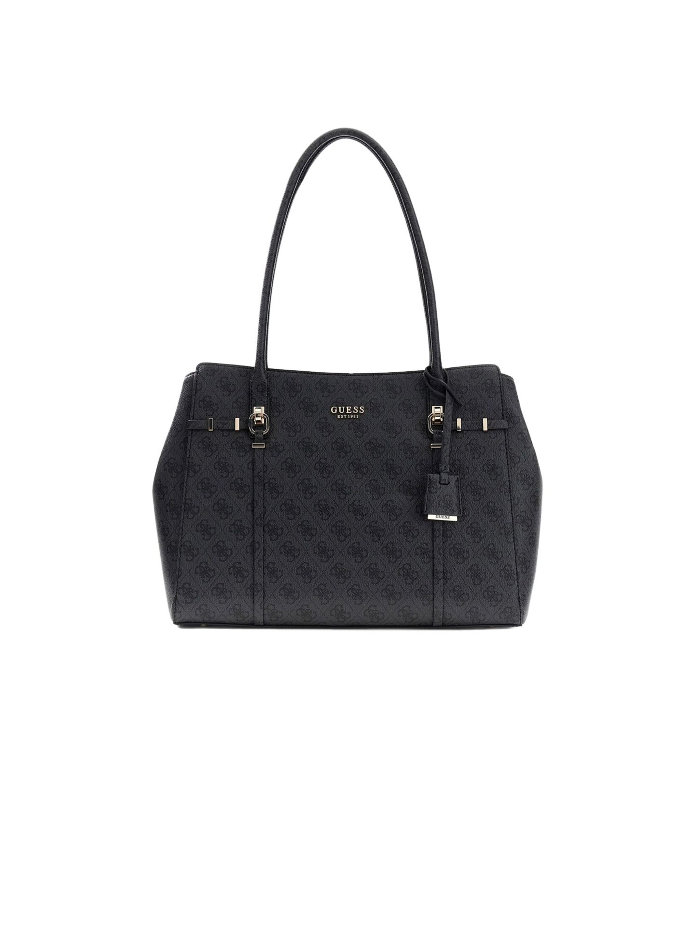 GUESS Schultertasche 'Leona'‌‌‌‌‌ in Schwarz: Vorderseite
