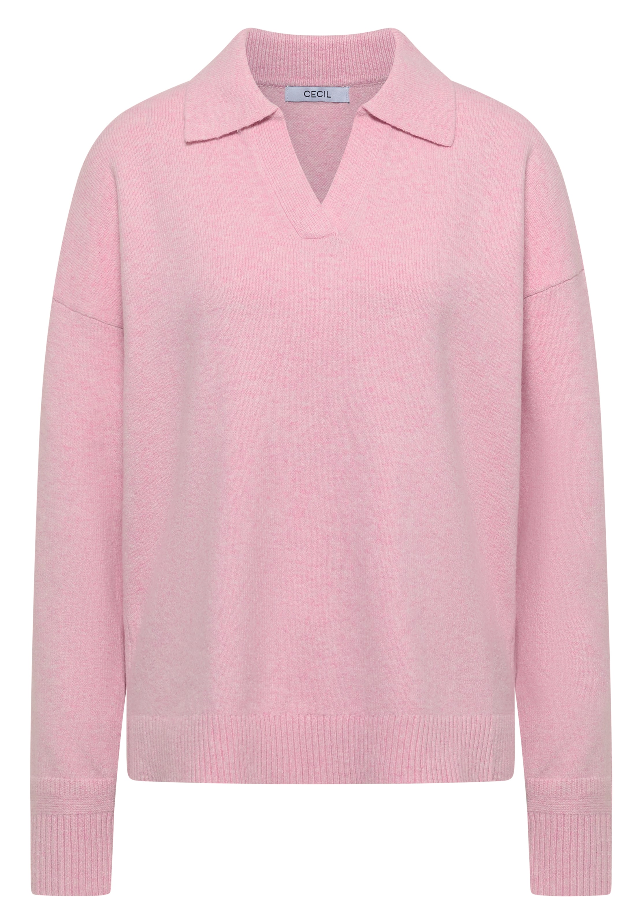 CECIL Langarm Pullover mit Polokragen in Pink: Vorderseite