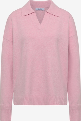 CECIL Langarm Pullover mit Polokragen in Pink: Vorderseite