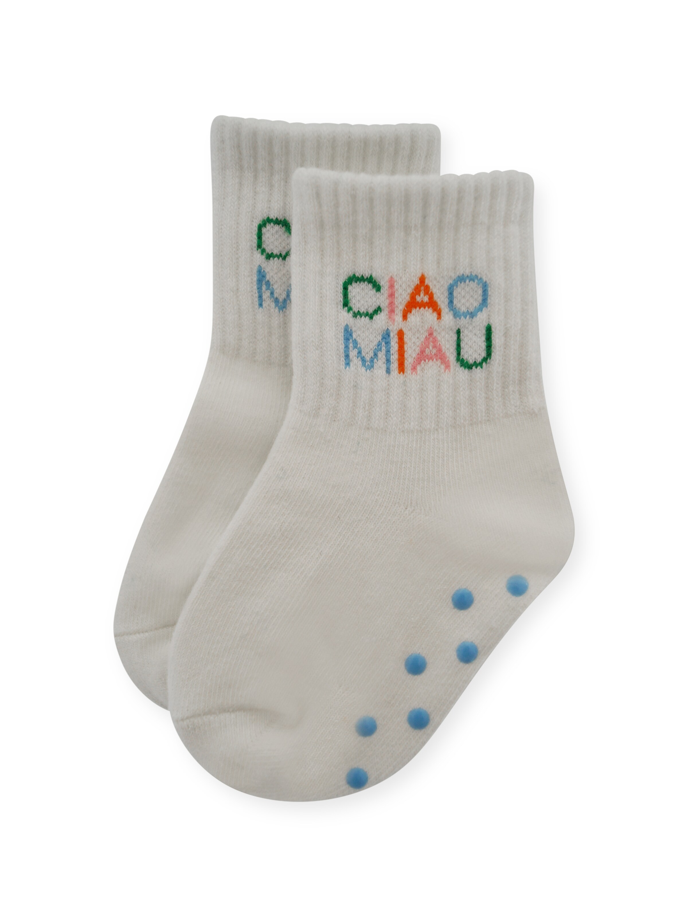 Pippa & Piet Socken 'Ciao Miau'‌‌ in Blau: Vorderseite