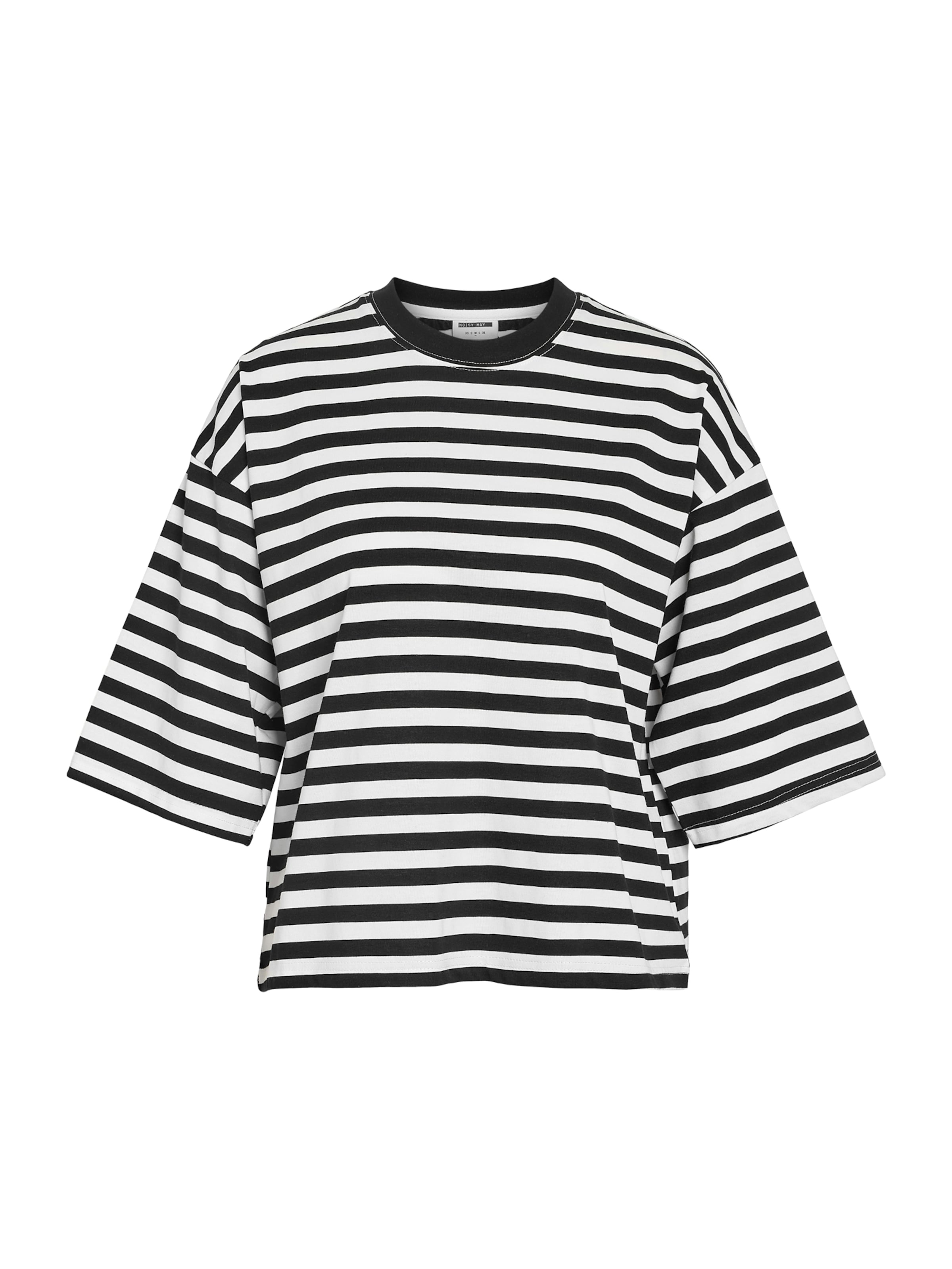 Noisy may Široka majica 'NMEMBER' | črna / bela barva, Prikaz izdelka