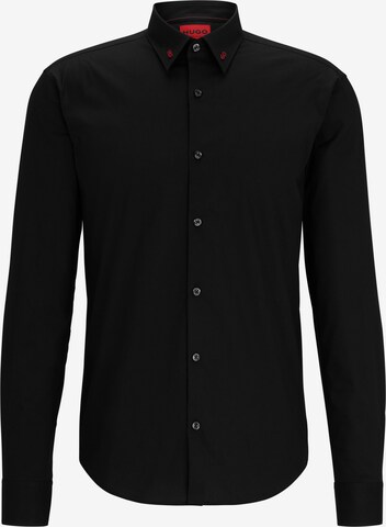 HUGO Regular fit Button Up Shirt 'Ermo' in Black: front