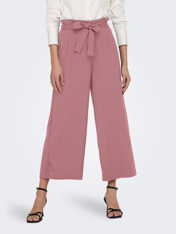 ONLY Wide leg Bandplooibroek 'Lizzo' in Roze: voorkant