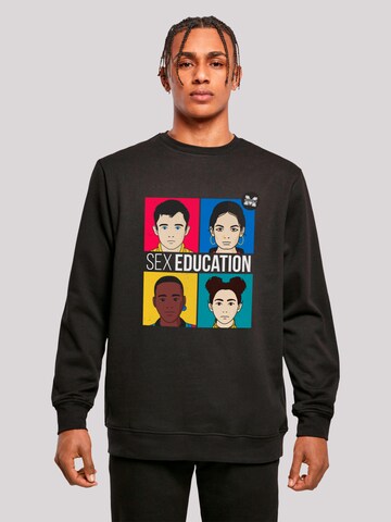F4NT4STIC Sweatshirt 'Sex Education Teen Illustrated Netflix TV Series' in Zwart: voorkant