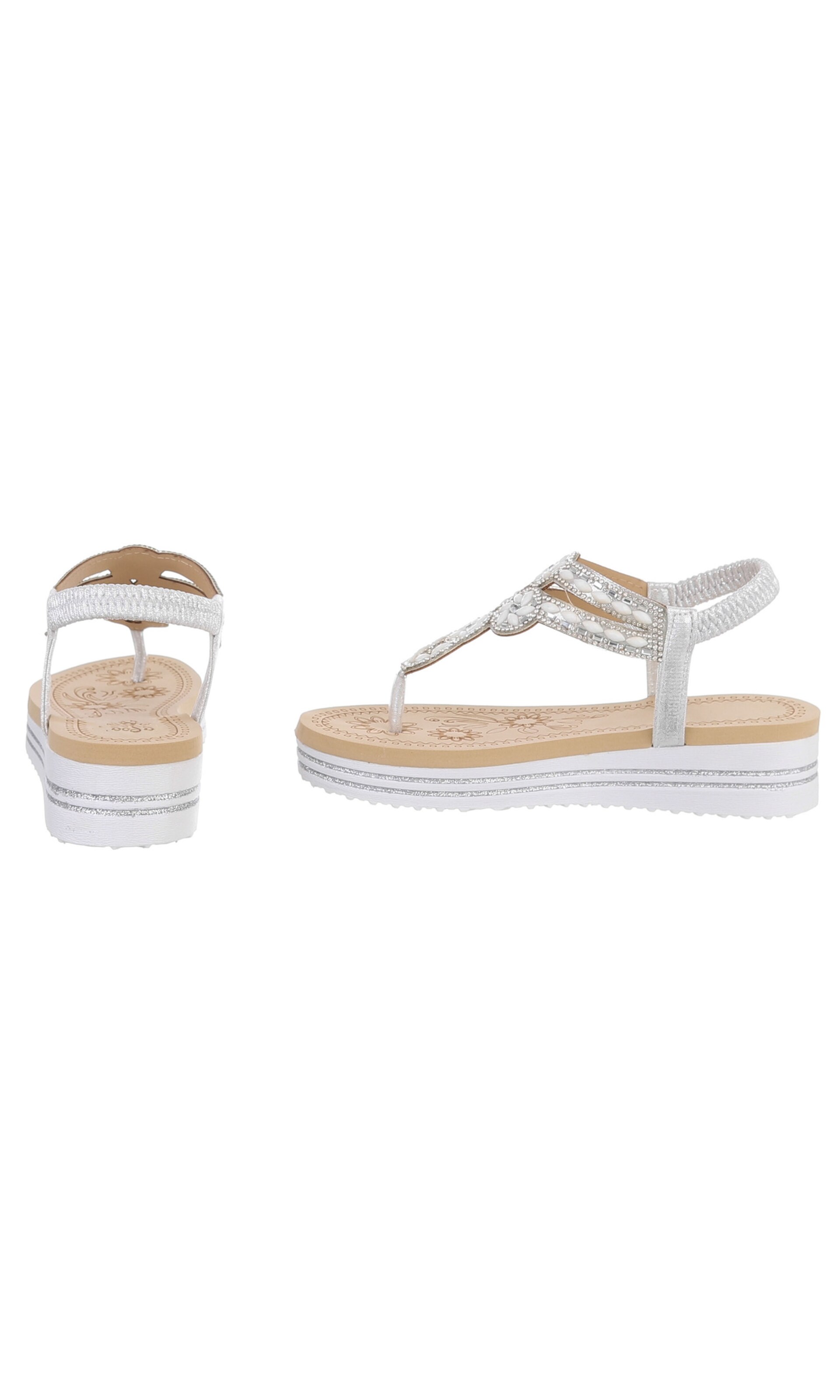 Ital-Design T-Bar Sandals in Silver