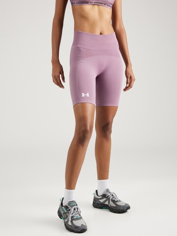 UNDER ARMOUR Skinny Workout Pants in Purple: front