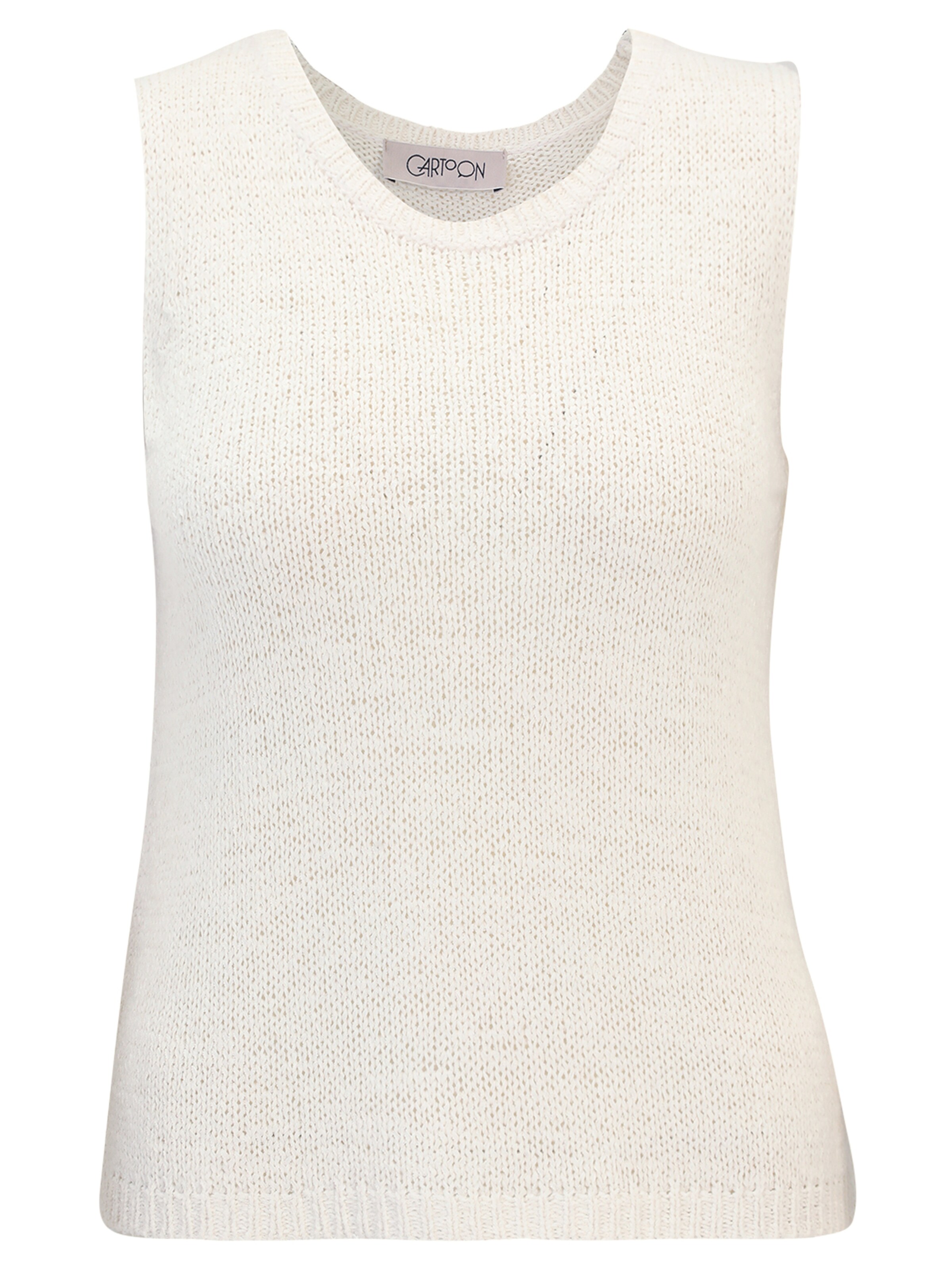 Cartoon Strick-Top mit Rundhalsausschnitt in Weiß: Vorderseite