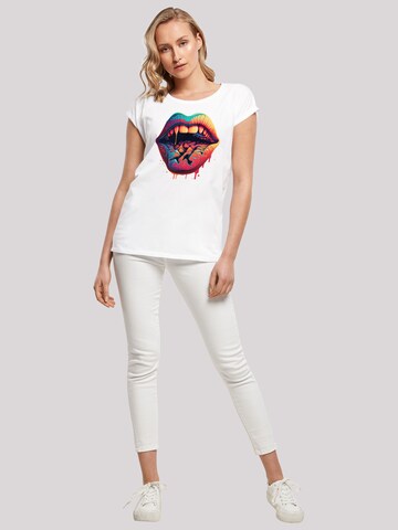 T-shirt 'Drooling Lips' F4NT4STIC en blanc