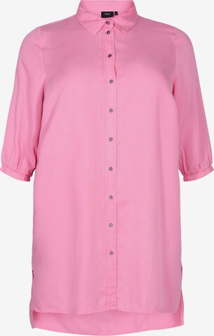 Zizzi Blus 'MLUANA, 3/4, LONG SHIRT' i rosa: framsida