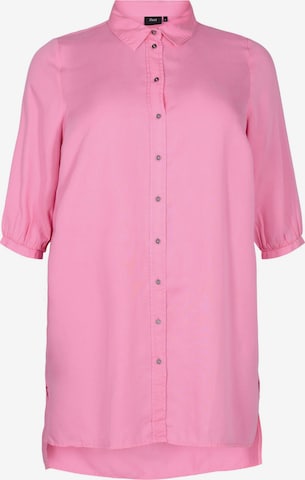Zizzi Damen - Shirts & Tops 'MLUANA, 3/4, LONG SHIRT' in Pink: predná strana