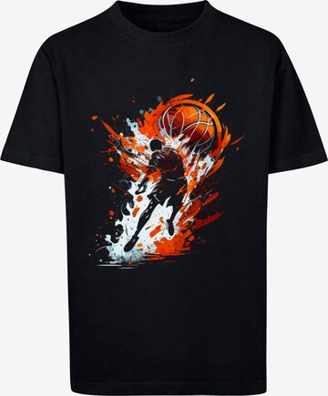 T-Shirt 'Basketball Sports Collection Orange Splash' F4NT4STIC en noir : devant