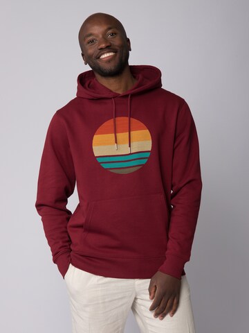 Sweat-shirt ' Retro Sunset Ocean ' Watapparel en rouge : devant