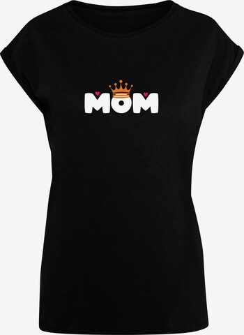 Merchcode Shirt 'Mothers Day - Queen Mom' in Zwart: voorkant