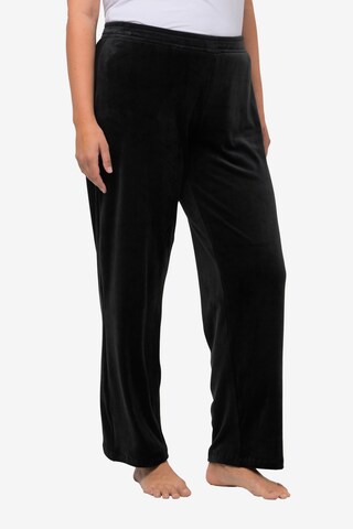 Ulla Popken Regular Pajama Pants in Black: front