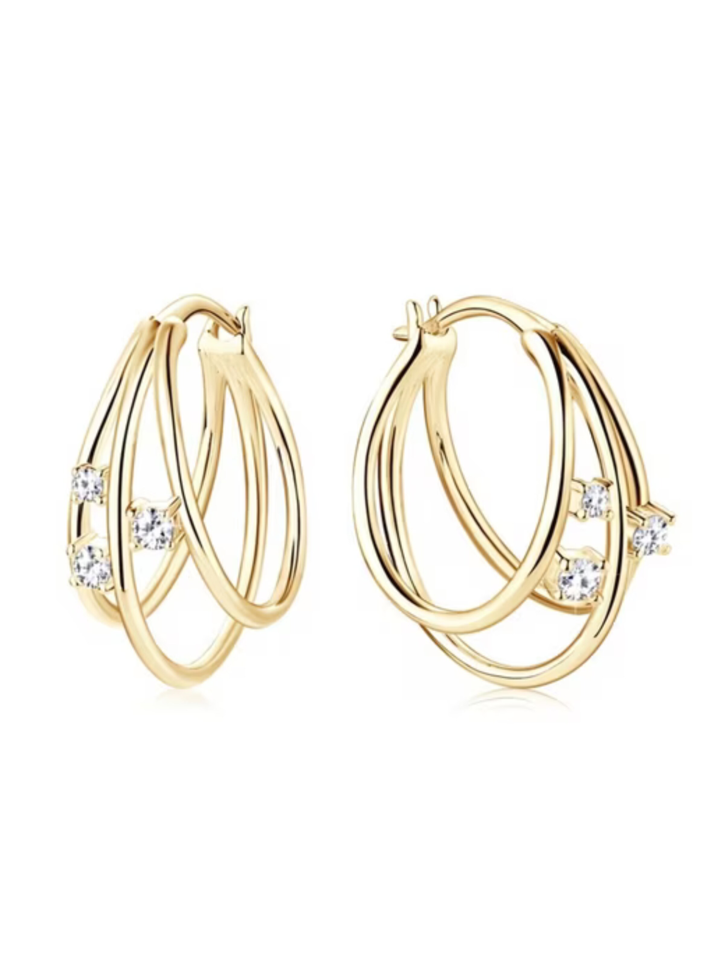 ROUGEMONT Jewellery Ohrringe 'Funkelnde Moissanit Creolen Ohrringe mit Echtheitszertifikat'‌‌‌‌‌‌‌ in Gold: Vorderseite